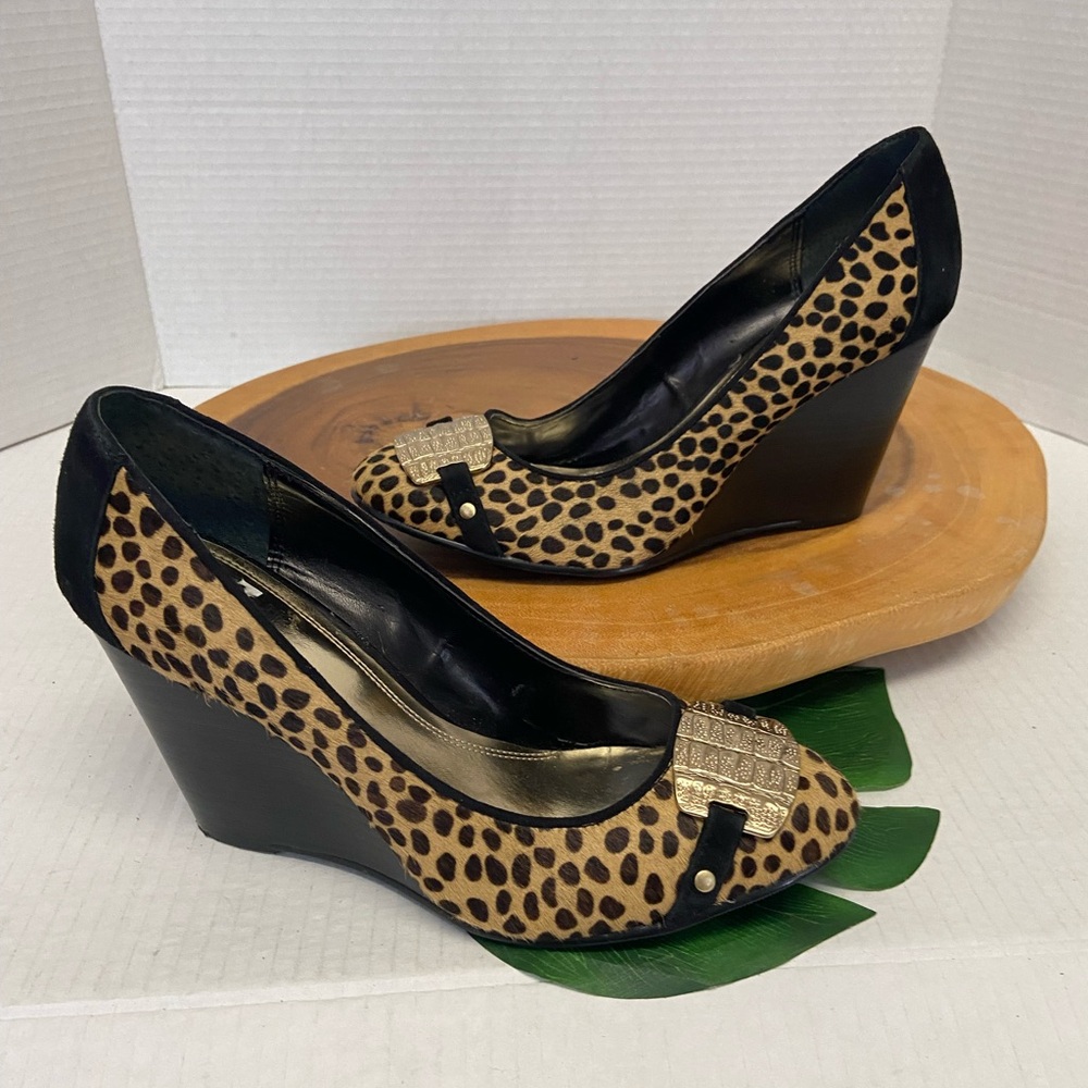 Carlos Falchi LOUISE Pony Hair Dyed Wedges